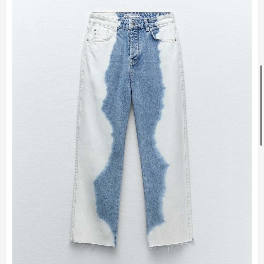 Zara high rise straight tie dye jeans